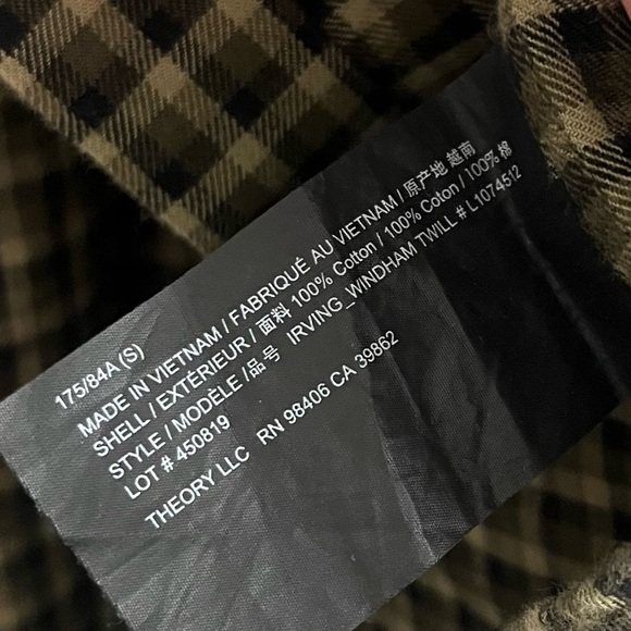 Theory • Irving Windham Twill Men's Green Plaid Button Down Shirt - Picture 6 of 8